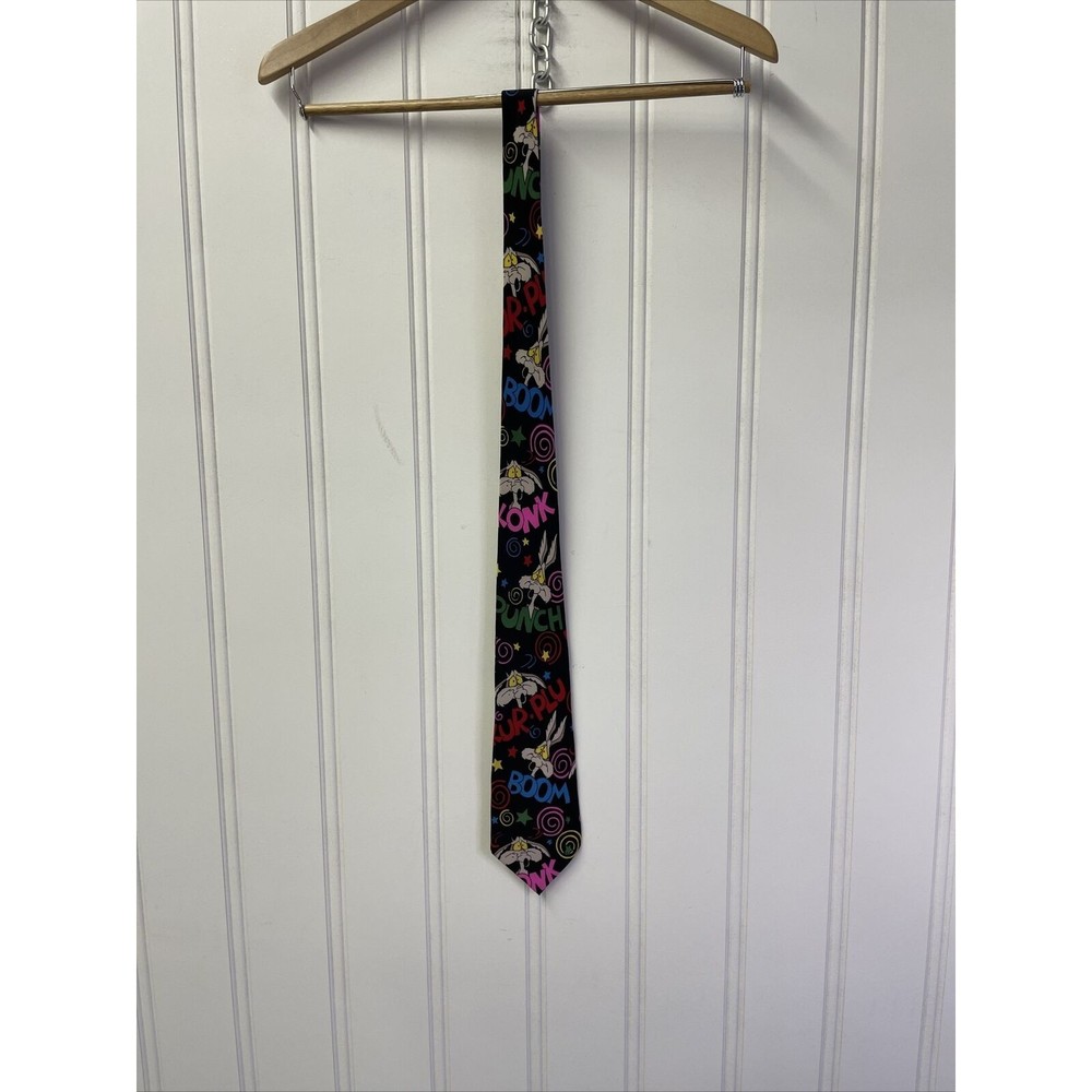 Vintage Looney Tunes Men's 100% Silk‎ Wile E Coyote Necktie Tie 1992 Warner Bros